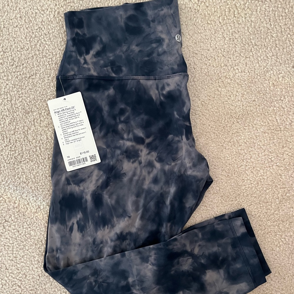 NWT Lululemon Align High Rise Pant 25” Diamond Dye Asphalt Grey True Navy